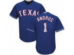 Texas Rangers #1 Elvis Andrus Authentic Royal Blue Team Logo Fashion Cool Base MLB Jersey