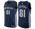 Detroit Pistons #81 Jose Calderon Swingman Navy Blue NBA Jersey - City Edition