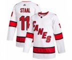 Carolina Hurricanes #11 Jordan Staal White Road Authentic Stitched Hockey Jersey