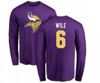 Minnesota Vikings #6 Matt Wile Purple Name & Number Logo Long Sleeve T-Shirt
