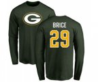 Green Bay Packers #29 Kentrell Brice Green Name & Number Logo Long Sleeve T-Shirt
