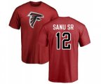 Atlanta Falcons #12 Mohamed Sanu Red Name & Number Logo T-Shirt