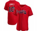 Atlanta Braves #10 Chipper Jones Red Authentic Alternate Jersey