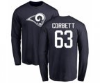 Los Angeles Rams #63 Austin Corbett Navy Blue Name & Number Logo Long Sleeve T-Shirt