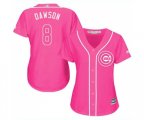 Women's Chicago Cubs #8 Andre Dawson Authentic Pink Fashion Baseball Jersey