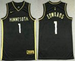 Minnesota Timberwolves #1 Anthony Edwards NEW 2020 Black Golden Edition Nike Swingman Jersey