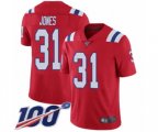 New England Patriots #31 Jonathan Jones Red Alternate Vapor Untouchable Limited Player 100th Season Football Jersey