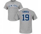 MLB Nike New York Yankees #19 Masahiro Tanaka Gray Name & Number T-Shirt