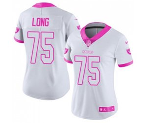 Women Oakland Raiders #75 Howie Long Limited White Pink Rush Fashion Football Jersey