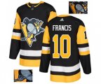 Adidas Pittsburgh Penguins #10 Ron Francis Authentic Black Fashion Gold NHL Jersey
