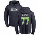 Seattle Seahawks #77 Ethan Pocic Navy Blue Name & Number Logo Pullover Hoodie