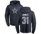 Dallas Cowboys #31 Byron Jones Navy Blue Name & Number Logo Pullover Hoodie