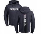 New England Patriots #31 Jonathan Jones Navy Blue Backer Pullover Hoodie