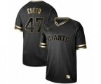 San Francisco Giants #47 Johnny Cueto Authentic Black Gold Fashion Baseball Jersey