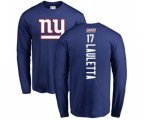 New York Giants #17 Kyle Lauletta Royal Blue Backer Long Sleeve T-Shirt