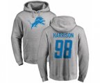 Detroit Lions #98 Damon Harrison Ash Name & Number Logo Pullover Hoodie
