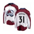 Colorado Avalanche #31 Philipp Grubauer Authentic White Away Fanatics Branded Breakaway NHL Jersey