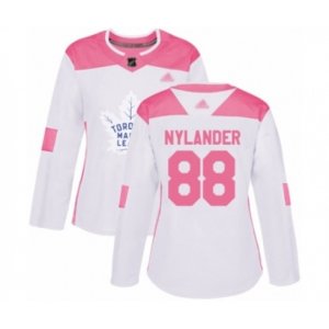 Women Toronto Maple Leafs #88 William Nylander Authentic White Pink Fashion Hockey Jersey
