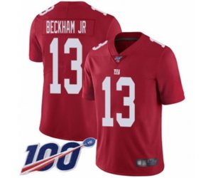 New York Giants #13 Odell Beckham Jr Red Limited Red Inverted Legend 100th Season Football Jersey