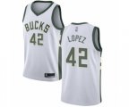 Milwaukee Bucks #42 Robin Lopez Authentic White Basketball Jersey - Association Edition