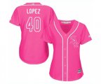 Women's Chicago White Sox #40 Reynaldo Lopez Authentic Pink Fashion Cool Base Baseball Jersey