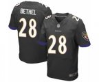 Baltimore Ravens #28 Justin Bethel Elite Black Alternate Football Jersey