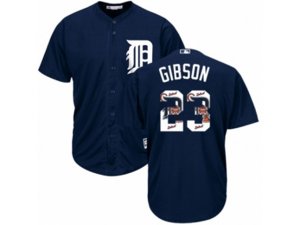 Detroit Tigers #23 Kirk Gibson Authentic Navy Blue Team Logo Fashion Cool Base MLB Jersey