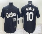 Los Angeles Dodgers #10 Justin Turner Number Black Turn Back The Clock Stitched Cool Base Jersey