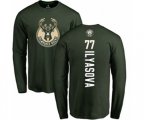 Milwaukee Bucks #77 Ersan Ilyasova Green Backer Long Sleeve T-Shirt