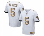 Baltimore Ravens #5 Joe Flacco Elite White Gold Football Jersey