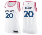 Women's Minnesota Timberwolves #20 Josh Okogie Swingman White Pink Fashion Basketball Jersey