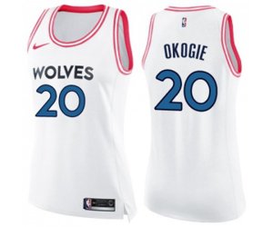 Women\'s Minnesota Timberwolves #20 Josh Okogie Swingman White Pink Fashion Basketball Jersey