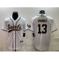 New Orleans Saints #13 Michael Thomas White With Patch Cool Base Stitched Baseball Jersey