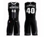 Detroit Pistons #40 Bill Laimbeer Authentic Black Basketball Suit Jersey - City Edition