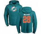 Miami Dolphins #28 Bobby McCain Aqua Green Name & Number Logo Pullover Hoodie