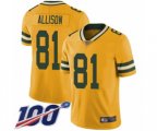Green Bay Packers #81 Geronimo Allison Limited Gold Rush Vapor Untouchable 100th Season Football Jersey