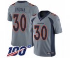 Denver Broncos #30 Phillip Lindsay Limited Silver Inverted Legend 100th Season Football Jersey