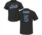 New York Mets #5 David Wright Replica Black Road Cool Base Baseball T-Shirt