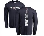 New England Patriots #11 Julian Edelman Navy Blue Backer Long Sleeve T-Shirt
