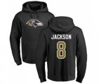 Baltimore Ravens #8 Lamar Jackson Black Name & Number Logo Pullover Hoodie