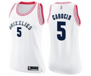 Women\'s Memphis Grizzlies #5 Bruno Caboclo Swingman White Pink Fashion Basketball Jersey