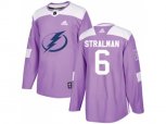 Tampa Bay Lightning #6 Anton Stralman Purple Authentic Fights Cancer Stitched NHL Jersey