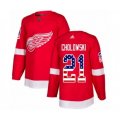 Detroit Red Wings #21 Dennis Cholowski Authentic Red USA Flag Fashion NHL Jersey