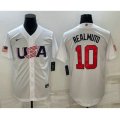 USA Baseball #10 JT Realmuto 2023 White World Baseball Classic Stitched Jersey