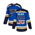 St. Louis Blues #36 Nathan Walker Authentic Blue USA Flag Fashion Hockey Jersey