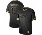 Oakland Athletics #12 Kendrys Morales Authentic Black Gold Fashion Baseball Jersey