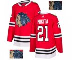 Chicago Blackhawks #21 Stan Mikita Authentic Red Fashion Gold NHL Jersey