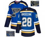 Adidas St. Louis Blues #28 Kyle Brodziak Authentic Royal Blue Fashion Gold NHL Jersey