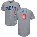 Chicago Cubs #3 David Ross Grey Road Flexbase Authentic Collection MLB Jersey