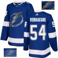 Tampa Bay Lightning #54 Carter Verhaeghe Authentic Royal Blue Fashion Gold NHL Jersey